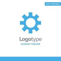 configuración de engranaje logístico global azul sólido logotipo plantilla lugar para eslogan vector