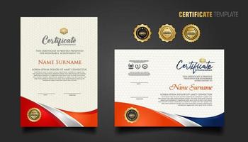 Modern certificate template with beautiful combination color on waving shape background vector