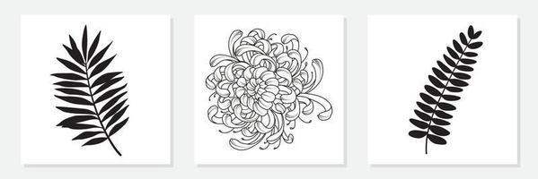 leaves art vector illustration of Doodle cute for design.line art drawing.