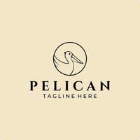 pelican bird badge minimal logo vector illustration design