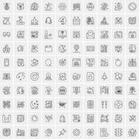 paquete de 100 iconos de líneas universales para móviles y web vector