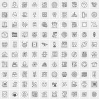 conjunto de 100 iconos de línea de negocios creativos vector