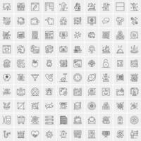 paquete de 100 iconos de líneas universales para móviles y web vector