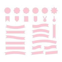 set of pastel pink ribbon banner vector illustration