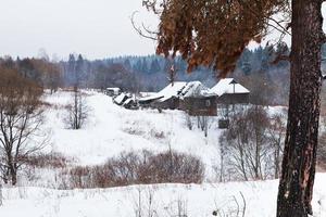 snow covered village photo