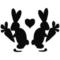 Cute rabbit and carrot tattoo design vector