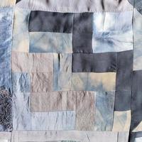 detail of hand-crafted patchwork quilt photo