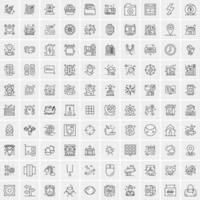 paquete de 100 iconos de líneas universales para móviles y web vector