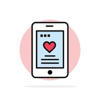 Cell Love Phone Wedding Abstract Circle Background Flat color Icon vector