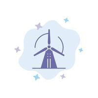 Turbine Wind Energy Power Blue Icon on Abstract Cloud Background vector