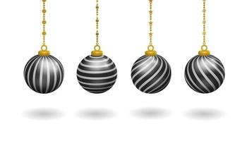 hanging ball decoration set, with various line patterns, christmas decorative realistic 3d vector