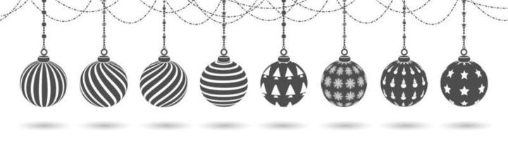 hanging ball decoration set, with various patterns, christmas silhouette decoration vector