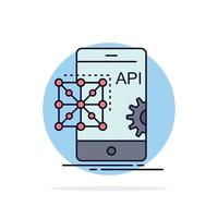 vector de icono de color plano móvil de desarrollo de codificación de aplicaciones api