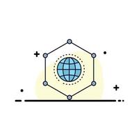 Network Global data Connection Business Flat Color Icon Vector