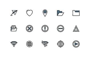 user interface essential icon set in line, outline color style vector