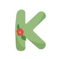 Floral K letter for name and cards decoration. vector