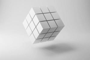 Render 3d de cubo hecho de pequeños bloques. fondo abstracto. concepto de negocio foto