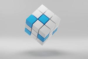 3d render of cube made of small blocks. Abstract background. Business concept photo