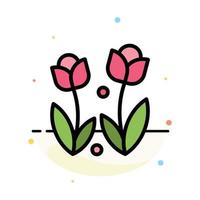 Flora Flower Nature Rose Spring Abstract Flat Color Icon Template vector