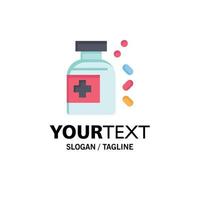 Bottle Medicine Tablet Business Logo Template Flat Color vector