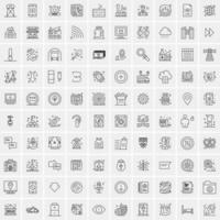 paquete de 100 iconos de líneas universales para móviles y web vector