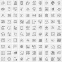 paquete de 100 iconos de líneas universales para móviles y web vector