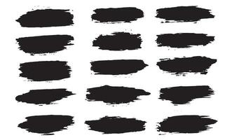 Abstract hand painted ink brush stroke set vector
