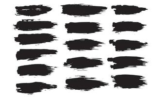 colección de trazos de pincel de pintura negra abstracta dibujada a mano vector