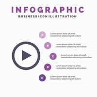 Video Interface Play User Solid Icon Infographics 5 Steps Presentation Background vector