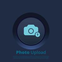 Photo upload ui button with flat icon vector