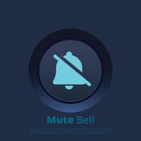 Mute bell ui button with flat icon vector