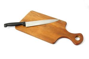 Butcher knife and white background photo