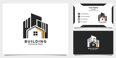 building logo design vector with element icon and business card template