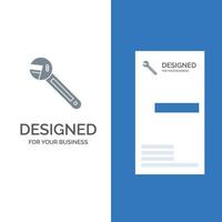 Wrench Option Tool Spanner Tool Grey Logo Design and Business Card Template vector