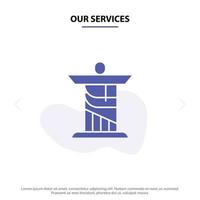 Our Services Jesus Christ Monument Landmark Solid Glyph Icon Web card Template vector