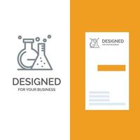 diseño de logotipo gris de prueba de tubo de laboratorio de matraz y plantilla de tarjeta de visita vector