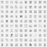 conjunto de 100 iconos de línea de negocios creativos vector