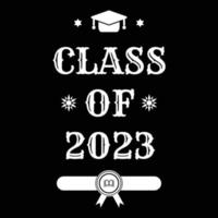 CLASS OF 2023. Graduation logo for high school, college graduate. Template for graduation design, party. Hand drawn font for yearbook class of 2023. Vector illustration