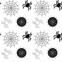 Pattern seamless spider and web on white background. Vector Illustration