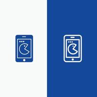 comprar línea de hardware de teléfono móvil y glifo icono sólido banner azul vector