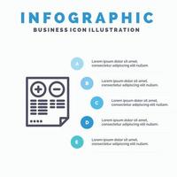 Pros Cons Document Plus Minus Blue Infographics Template 5 Steps Vector Line Icon template