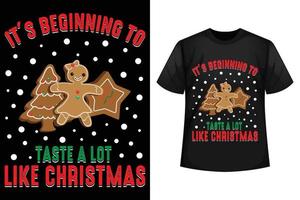 está empezando a tener un sabor muy parecido a la navidad - plantilla de diseño de camisetas navideñas vector