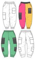 Pants Vector Template, Cargo Pants in a sketch style, trainers template, vector Illustration.