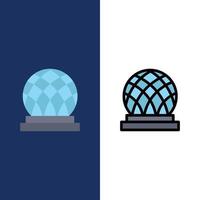Building Canada City Dome  Icons Flat and Line Filled Icon Set Vector Blue Background