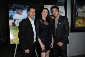 LOS ANGELES - AUG 15 - Andy Hirsch, Kate Connor, Johnny Pacar at the Fort McCoy Premiere at Music Hall Theater on August 15, 2014 in Beverly Hills, CA photo