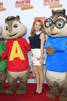 LOS ANGELES - DEC 12 - Bella Thorne, Alvin and The Chipmunks at the Alvin And The Chipmunks - The Road Chip Los Angeles Premiere at the Zanuck Theater, 20th Century Fox Lot on December 12, 2015 in Los Angeles, CA photo