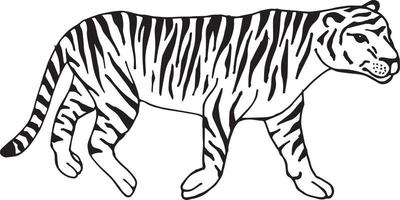 Vector hand drawn outline tiger