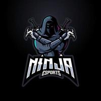 Dark ninja mascot logo for team esport gaming badge emblem and t-shirt design vector