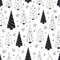 Christmas seamless pattern with spruce trees and snowflake dots on white background. Background for wallpapers, textiles, papers, gift boxes, fabrics, web pages. Vintage style. vector