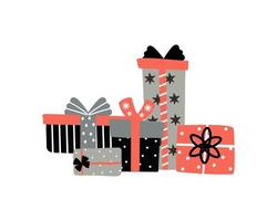 Set of gift boxes for Christmas design. Background for greeting cards, postcards, letters, posters, labels, web, etc. vector